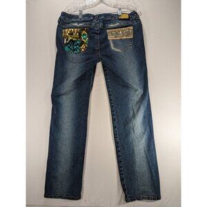 Baby Phat Jeans Womens 15 33x29 Straight Gold Sequin Pocket Dark Wash Denim Y2K